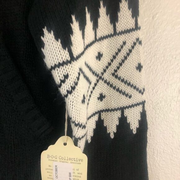 Band of gypsies Sample Black Kleia black ivory Zipper Sweater S New with tags - Picture 4 of 6